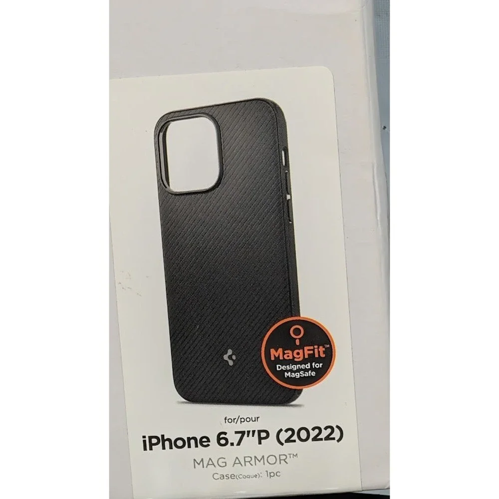 Spigen Mag Armor Case iPhone 14 Pro Max Black New MagFit Carbon Fiber Texture